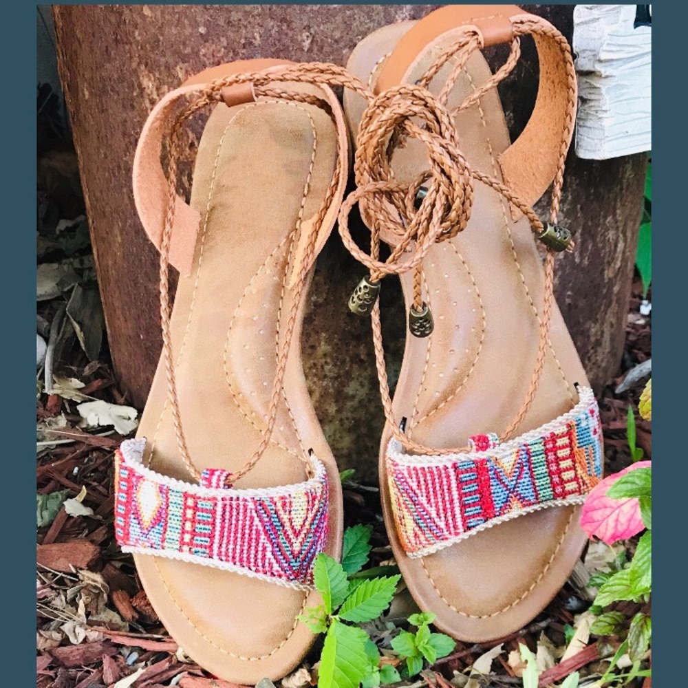 Boho Lace up Sandals - Picture 2 of 5